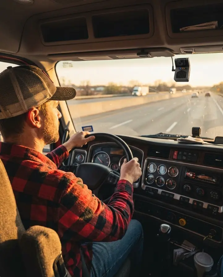 Matrack M4000 dashcam in a truck cab