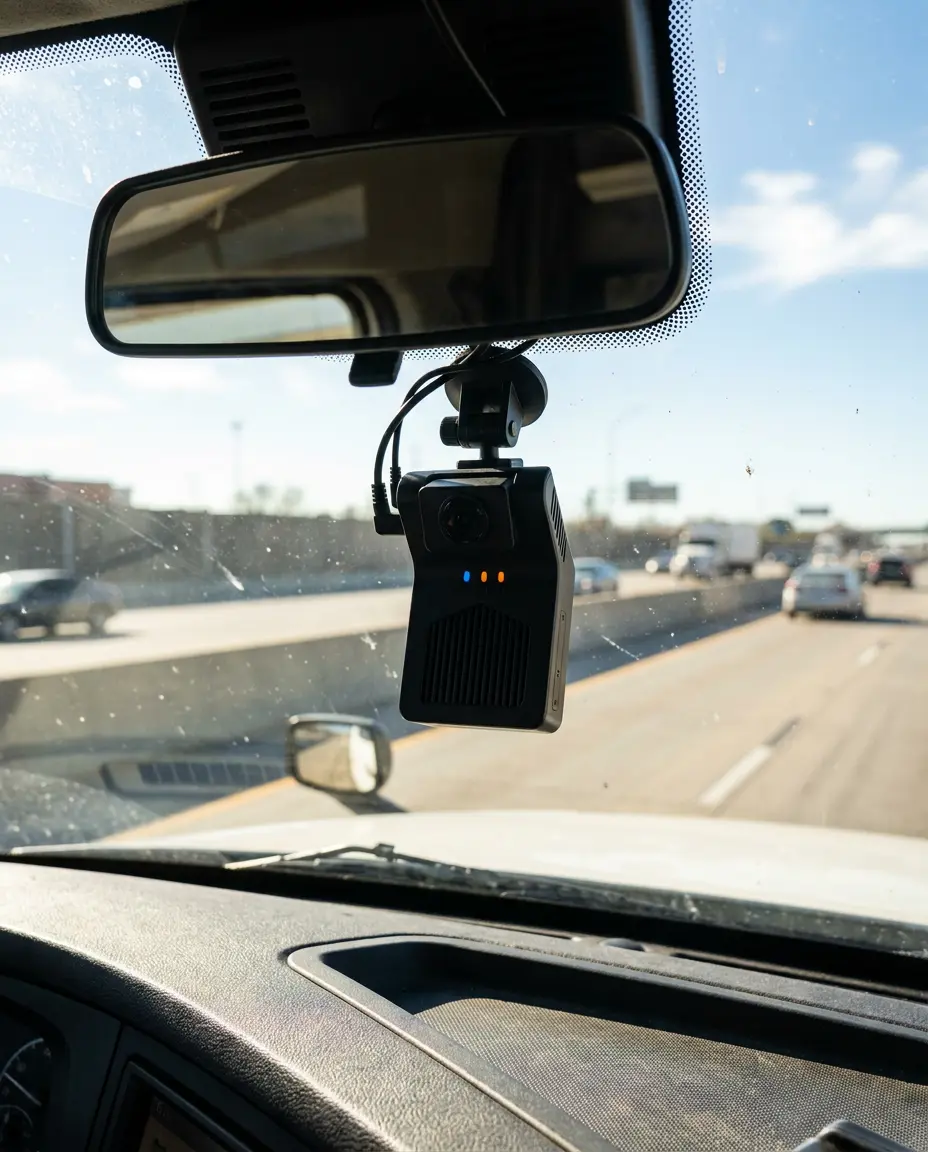Matrack M4000 dashcam mounted on a windshield