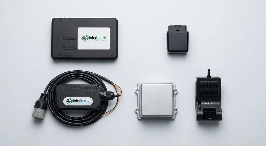 Matrack hardware lineup: ELD, OBD tracker, hardwire tracker, asset tracker and AI dashcam