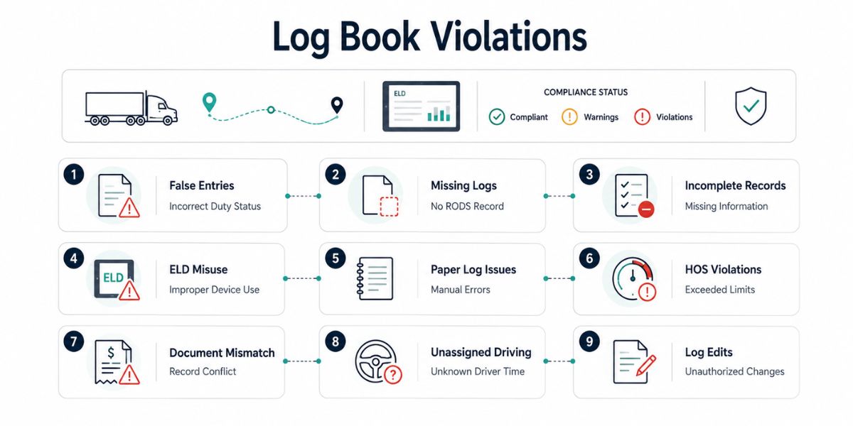 log book violations and ELD compliance issues