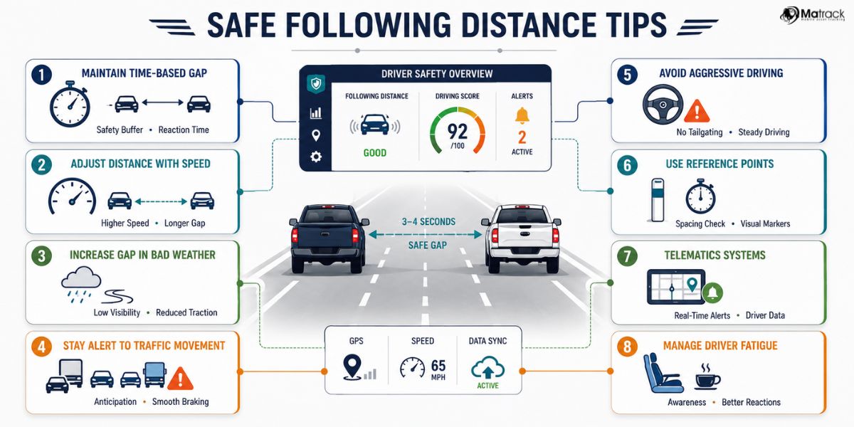 safe following distance guidelines for trucks and commercial fleets