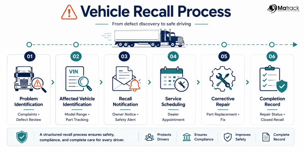 vehicle recall notification repair and completion process diagram