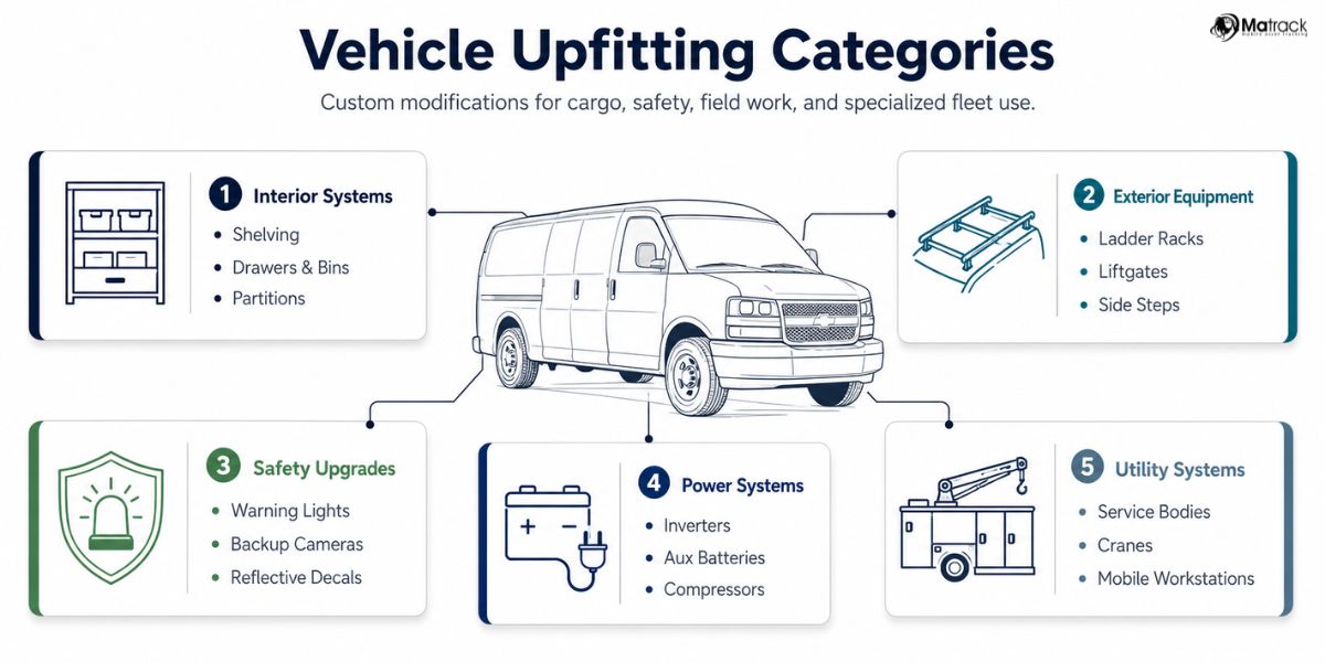 vehicle upfitting systems and fleet equipment categories