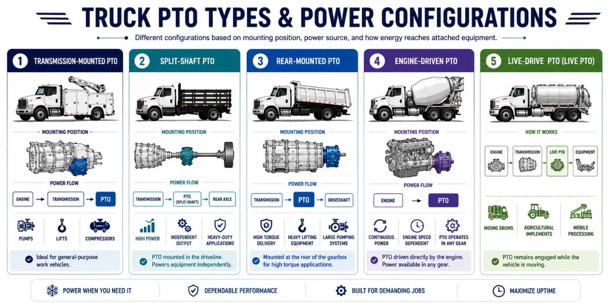 truck pto types and power configurations for commercial vehicle equipment