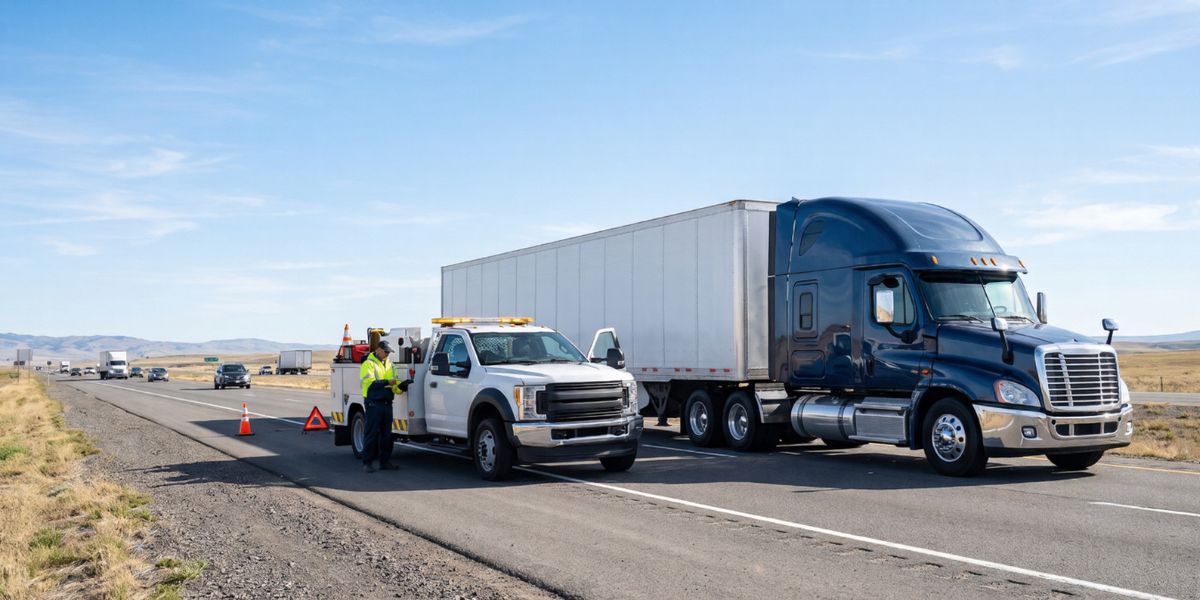 commercial truck receiving roadside assistance after a breakdown