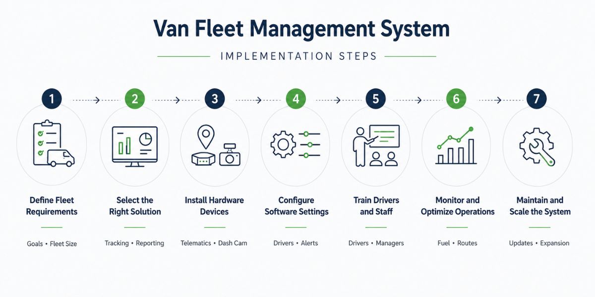 van fleet management system setup and implementation workflow