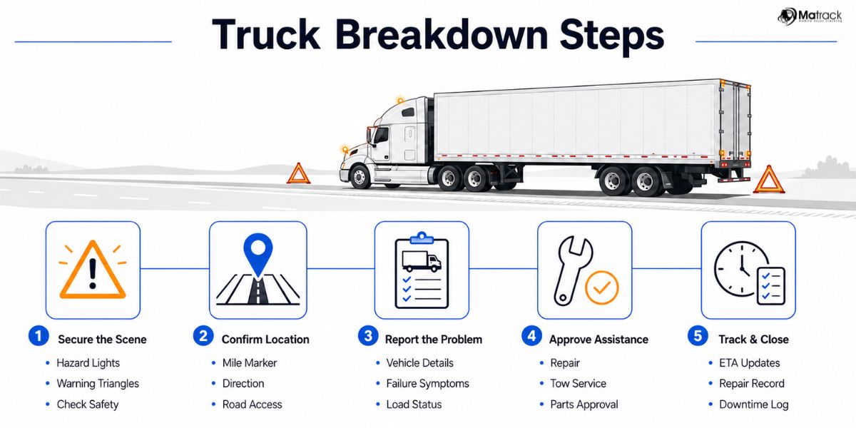 driver and dispatcher handling a truck breakdown on the roadside