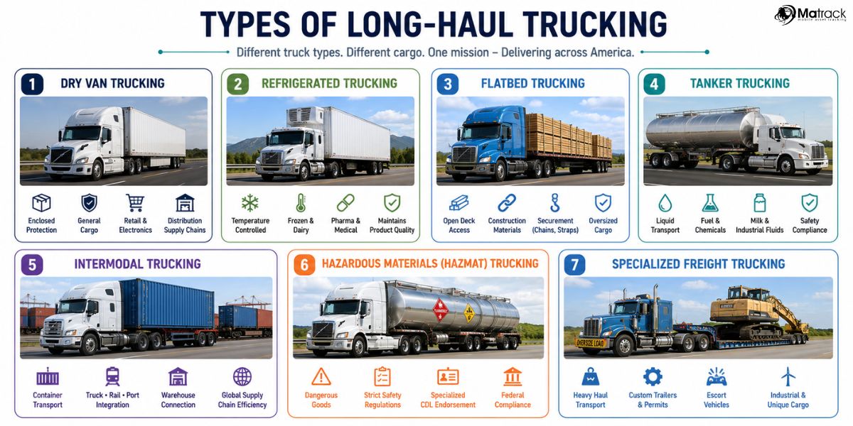 long haul trucking trailer and freight transportation types