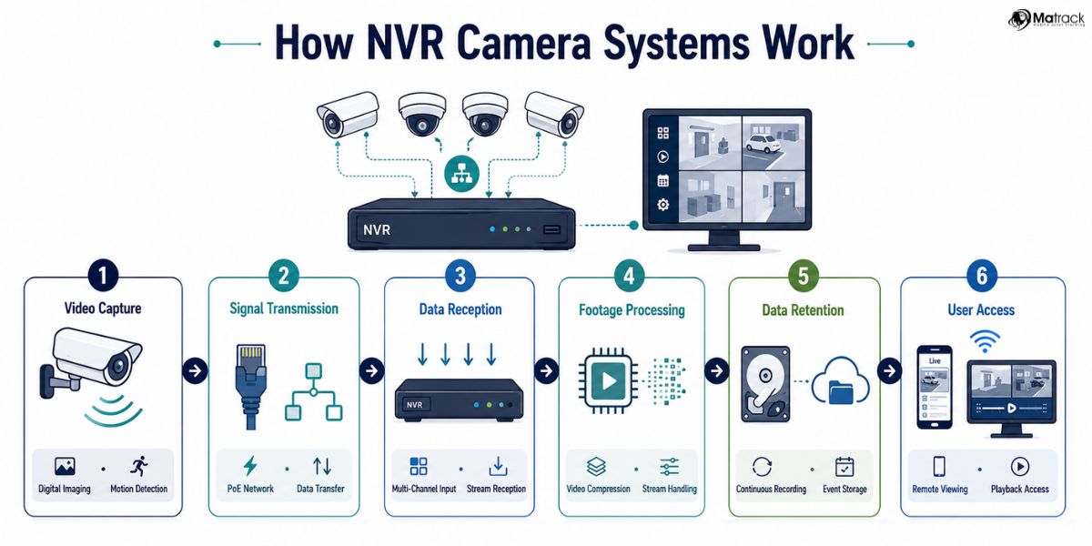 nvr camera system workflow showing connected surveillance devices